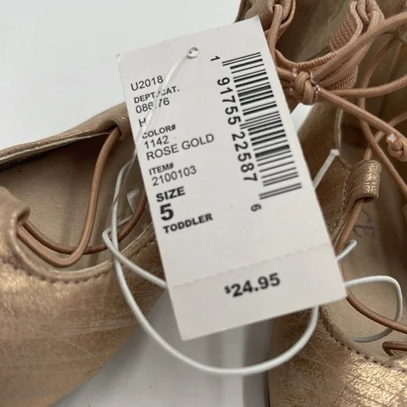 NWT The Children's Place Girl's Ballet Flat Rose Gold SIZE 5 - Picture 3 of 8